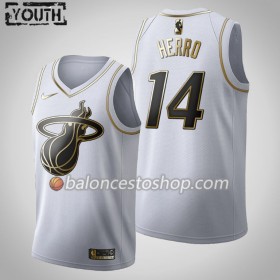 Camiseta Niños NBA Miami Heat Tyler Herro 14 2019-20 Nike Blanco Golden Edition Swingman